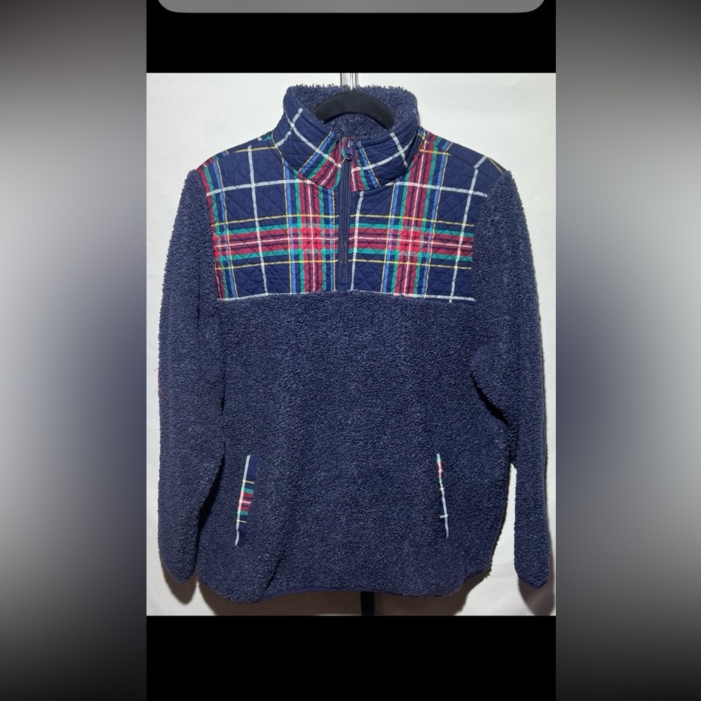 Vera Bradley Women's Teddy Fleece Pullover 1/4 Zip Tartan Plaid Sz XL